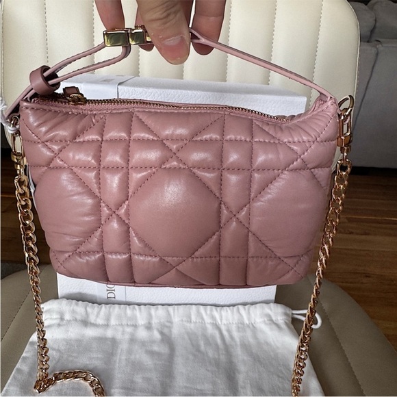NEW CHRISTIAN DIOR Calfskin Macrocannage Diortravel Nomad Pink Bag Purse - Picture 7 of 13